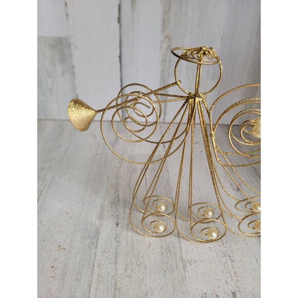 Metal Golden glitter Angel horn figure Xmas religious wings - Picture 2 of 7